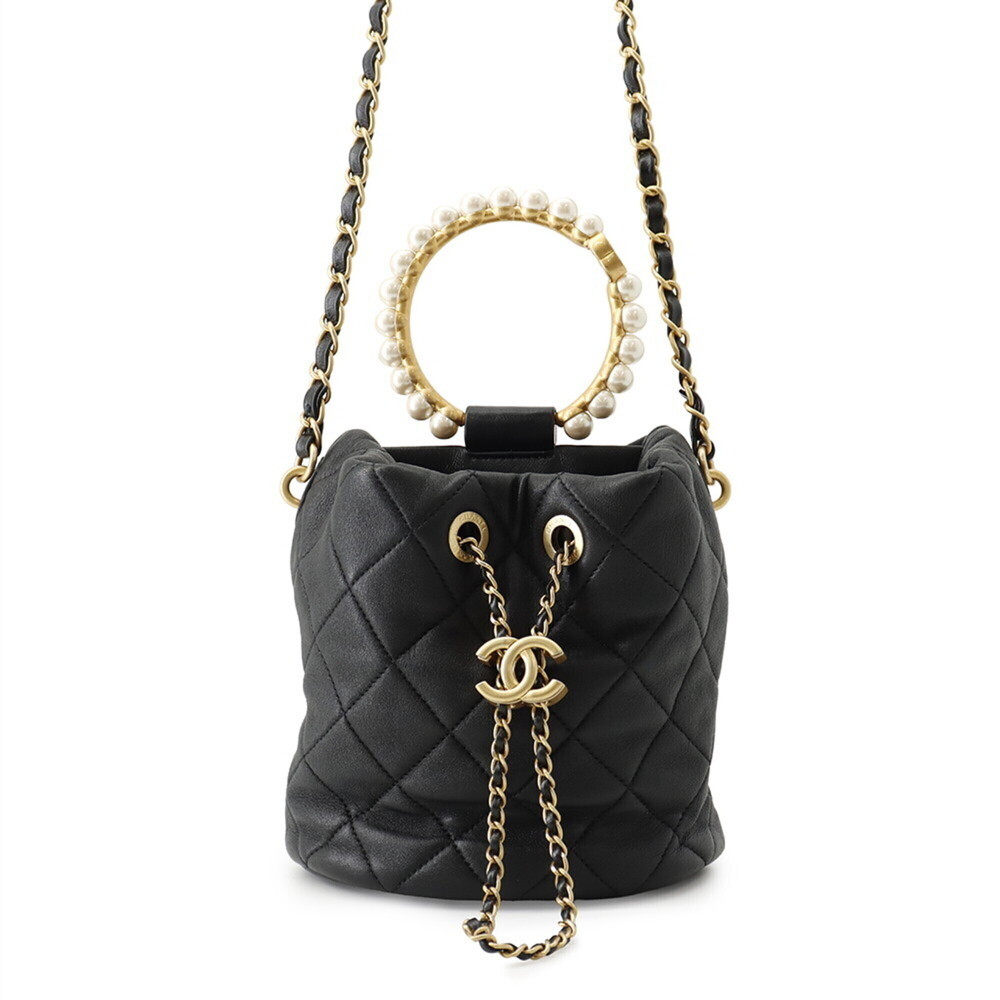 Chanel Chain Shoulder Bag Matelassé Coco Mark Lambskin AS2608 CHANEL Black Ha...